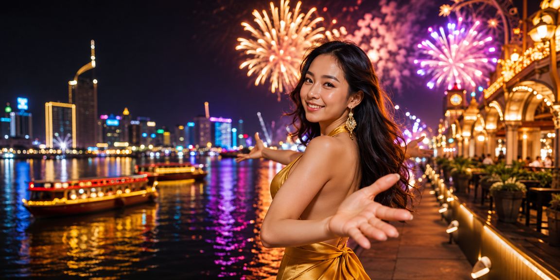 Lễ hội giải trí casino sôi động tại vùng sông Mekong với ánh đèn rực rỡ về đêm